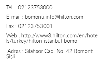Hilton stanbul Bomonti Hotel & Conference Center iletiim bilgileri